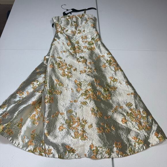 Staud Kennedy jacquard metalic floral midi dress Size 0 - Picture 8 of 12